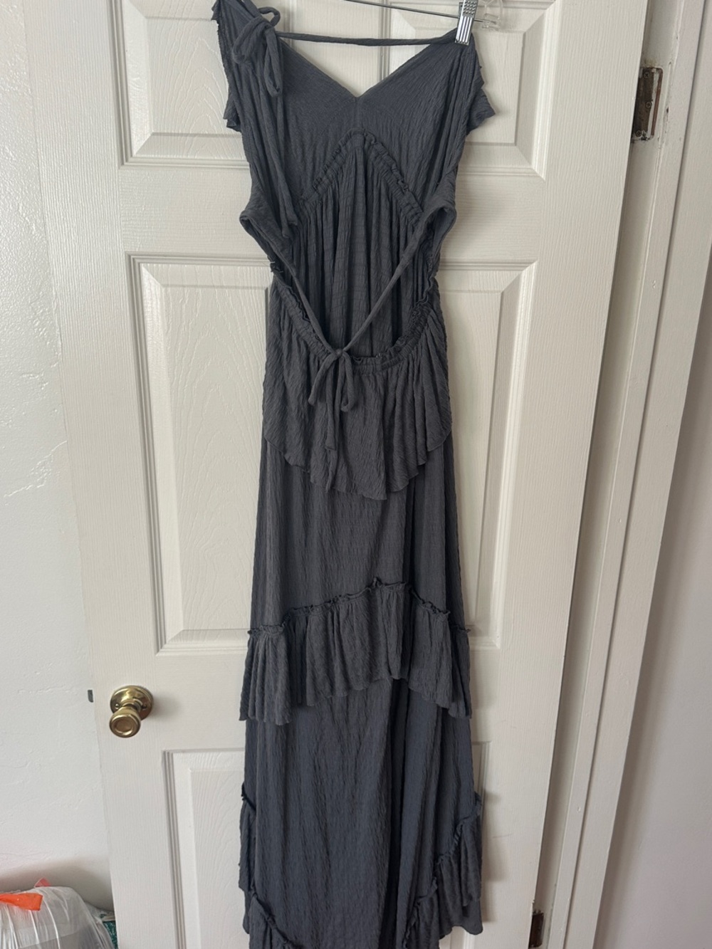 Free People Santa Luz Ruffle Maxi Dress - Grey - NWOT - Picture 2 of 5